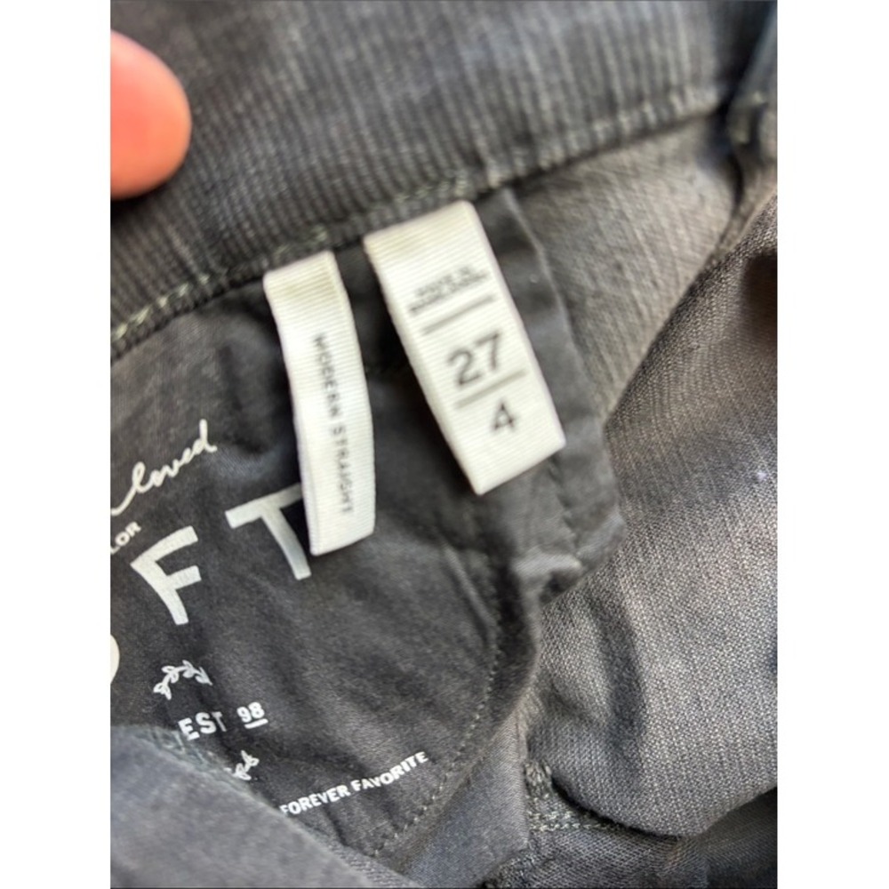 LOFT Modern Straight Corduroy Pants Charcoal Gray Stretch 4 27 NWOT Consign - Picture 5 of 8